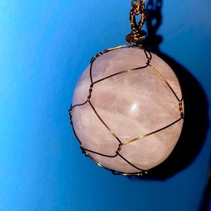Raw Rose Quartz Crystal Necklace